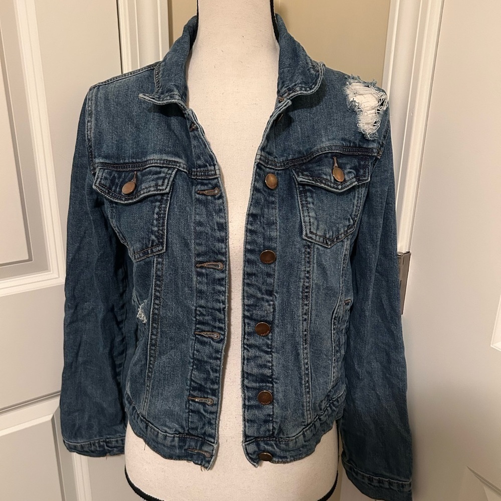 Classic Blue distressed denim/jean Jacket
